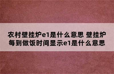 农村壁挂炉e1是什么意思 壁挂炉每到做饭时间显示e1是什么意思